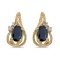 14k Yellow Gold Oval Sapphire And Diamond Teardrop Earrings 0.82 CTW