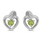 14k White Gold Round Peridot And Diamond Heart Earrings 0.19 CTW