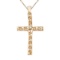 14K Yellow Gold Braided Diamond Cross Pendant 0.01 CTW