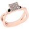 0.31 Ctw I2/I3 Treated Fancy Black And White Diamond 14K Rose Gold Vintage Style Engagement Ring