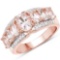 14K Rose Gold Plated 2.14 CTW Genuine Morganite and White Topaz .925 Sterling Silver Ring