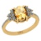 1.71 Ctw I2/I3 Citrine And Diamond 10K Yellow Gold Promises Ring