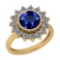 16.10 Ctw VS/SI1 Tanzanite And Diamond Platinum 14K Yellow Gold Plated Ring