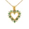 14k Yellow Gold Emerald and Diamond Heart Shaped Pendant
