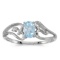 10k White Gold Oval Aquamarine And Diamond Ring 0.3 CTW