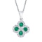 14k White Gold Emerald and .13 ct Diamond Clover Pendant