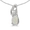 14k White Gold Oval Opal And Diamond Pendant