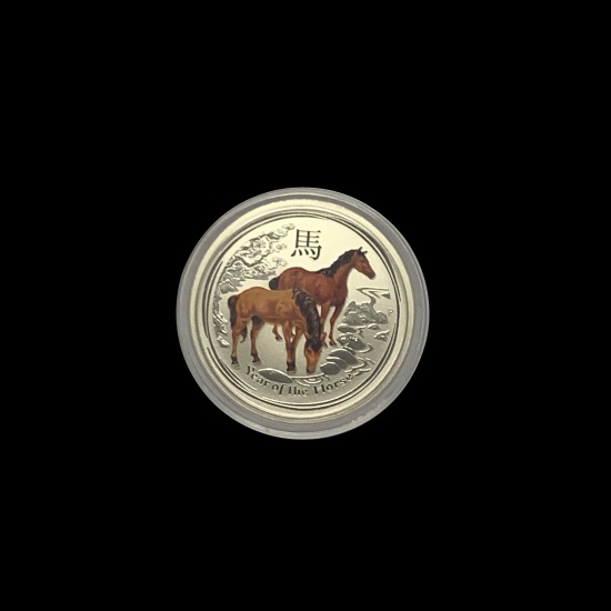 2014 Australia 1/2 oz Silver Year Of The Horse Colorized