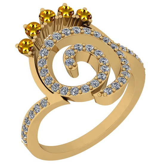 0.96 Ctw VS/SI1 Yellow Sapphire And Diamond 14K Yellow Gold Ring