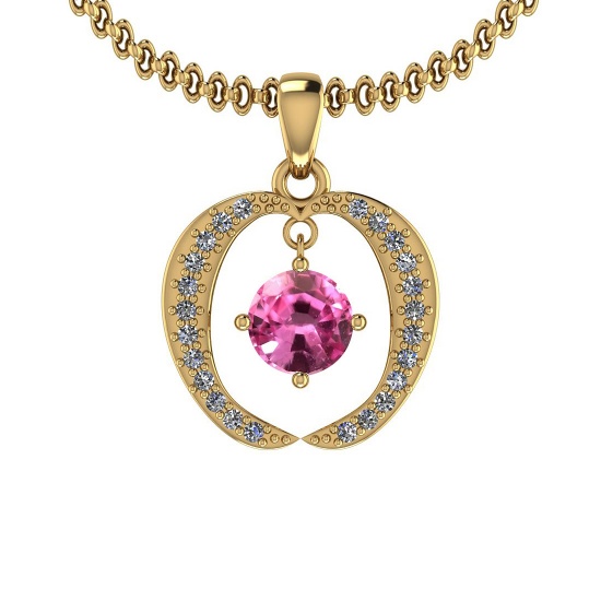 0.37 Ctw pINK Sapphire And Diamond VS/SI1 14k Yellow Gold Pendant