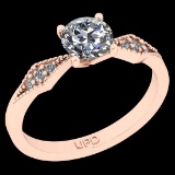 0.70 Ctw I2/I3 Diamond 10K Rose Gold Vintage Style Ring
