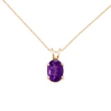 14k Yellow Gold Oval Amethyst Pendant 0.8 CTW