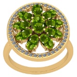 3.00 Ctw Peridot And Diamond I2/I3 14K Yellow Gold Ring