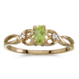 14k Yellow Gold Oval Peridot And Diamond Ring 0.21 CTW