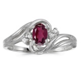 14k White Gold Oval Rhodolite Garnet And Diamond Ring 0.91 CTW