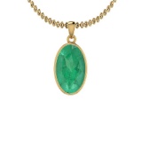 2.50 Ctw Emerald Style Bezel Set 14K Yellow Gold Victorian Pendant