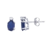 14k White Gold Sapphire And Diamond Earrings