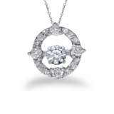 14K White Gold Dashing Diamonds Heartbeat Pendant 0.49 CTW