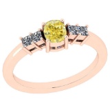 0.77 Ct GIA Certified Natural Fancy Yellow Diamond And White Diamond 14K Rose Gold Engagement Rings