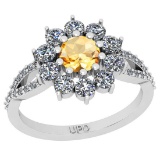1.36 Ctw I2/I3 Citrine And Diamond 10K White Gold Engagement Halo Ring