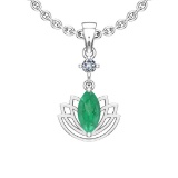 1.32 Ctw VS/SI1 Emerald And Diamond 14K White Gold