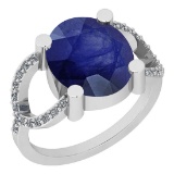 2.77 Ctw I2/I3 Blue Sapphire And Diamond 14K White Gold Ring