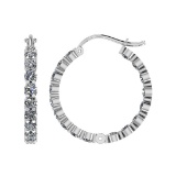 8.50 Ctw I2/I3 Diamond 10k White Gold Hoop Earrings