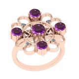 1.55 Ctw VS/SI1 Amethyst And Diamond 10K Rose Gold Vintage Ring