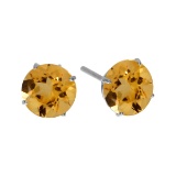 6mm Round 14k White Gold Citrine Stud Earrings 1.2 CTW