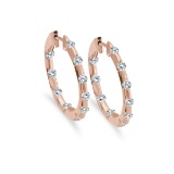 14k Rose Gold .50 Ct Diamond Inside Outside Hoop Earrings