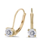 14k Yellow Gold Round White Topaz Lever-back Earrings 0.56 CTW