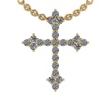 0.50 Ctw SI2/I1 Diamond 14K Yellow Gold Cross Pendant