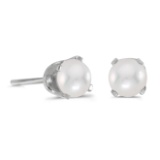 4 mm Round Pearl Stud Earrings in Sterling Silver