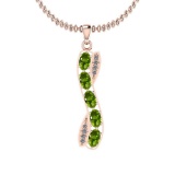 1.31 Ctw Peridot And Diamond I2/I3 10K Rose Gold Pendant