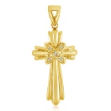 14K Yellow Gold Diamond Cross Pendant