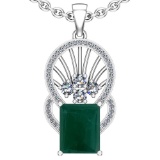 23.89 Ctw VS/SI1 Emerald And Diamond Platinum Pendant