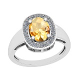 2.22 Ctw VS/SI1 Citrine And Diamond 10K White Gold Vintage Ring