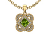 1.66 Ctw VS/SI1 Peridot And Diamond 10K Yellow Gold Necklace