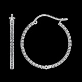 0.84 Ctw SI2/I1 Diamond 14K White Gold Hoop Earrings