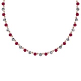 4.11 Ctw SI2/I1 Ruby And Diamond 14K Rose Gold Necklace