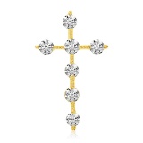 14K Yellow Gold Diamond Cross Pendant