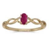 14k Yellow Gold Oval Ruby Ring 0.18 CTW