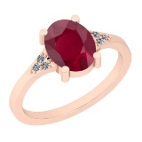 1.33 Ctw I2/I3 Ruby And Diamond 14K Rose Gold Ring