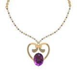 23.69 Ctw VS/SI1 Amethyst And Diamond 14k Yellow Gold Victorian Style Necklace