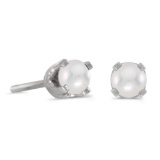 3 mm Petite Pearl Stud Earrings in 14k White Gold