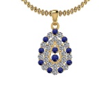 1.15 Ctw VS/SI1 Blue Sapphire And Diamond 14K Yellow Gold Pendant Necklace