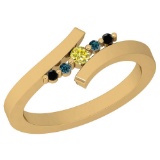 0.12 Ctw I2/I3 Treated Fancy Blue ,Black,Yellow, Diamond 14K Yellow Gold Ring