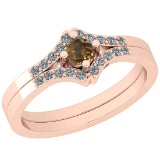 0.25 Ct Natural Yellow Diamond I2/I3And White Diamond I2/I3 14k Rose Gold Vintage Style Ring