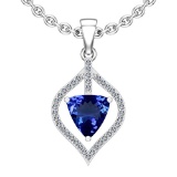 3.24 Ctw VS/SI1 Tanzanite And Diamond Platinum Pendant