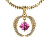 0.37 Ctw pINK Sapphire And Diamond VS/SI1 14k Yellow Gold Pendant